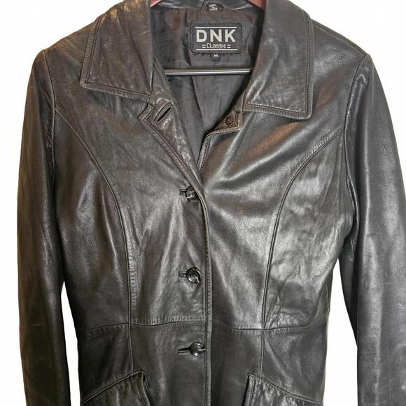 Stylish Black Leather Coat by DNK - Picture 2 of 8